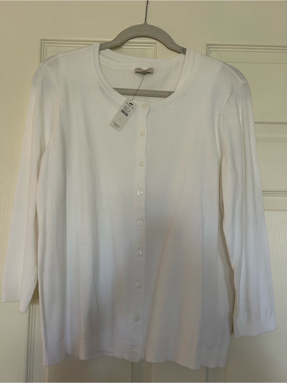 Talbots White Women's Button-Front Cardigan -  Crewneck and matching tank